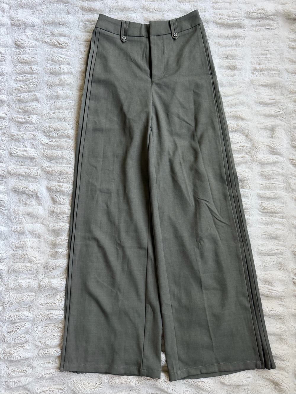 Commense Side Pleated Wide-Leg Pants in Army Green Size XS - Picture 4 of 6
